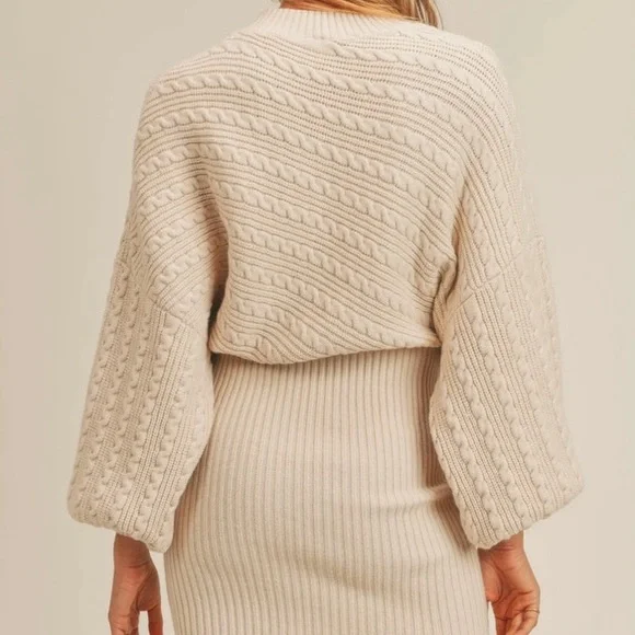 NWT SAGE The Label Cream Sweater Knit Dress - Picture 3 of 3